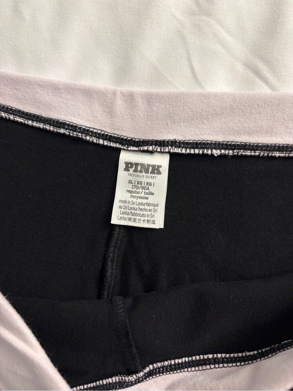 Victoria’s Secret Bow Detail Pink Black Fold-over Leggings - Picture 3 of 4
